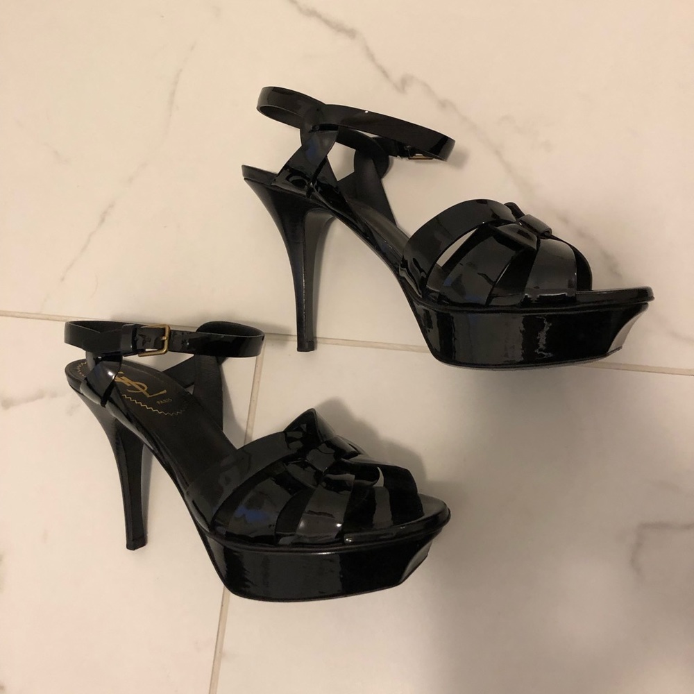 Lightly used YSL patent leather platform sandals - Picture 4 of 7
